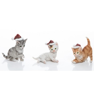 Transpac Resin 4 in. Multicolor Christmas Santa Hat Kitten Figurine Set of 3