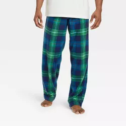 Men's Holiday Tartan Plaid Fleece Matching Family Pajama Pants - Wondershop™ Blue S