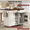 Mshliw 52" Fluted Kitchen Island with Drop Leaf, Rolling Kitchen Cart with 2 Doors, 2 Drawers & Adjustable Shelves, Rolling Island Table - 4 of 4