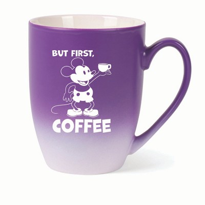 Elanze Designs But First Coffee Two Toned Ombre Matte 10 ounce New Bone China Coffee Tea Cup Mug, Purple and White