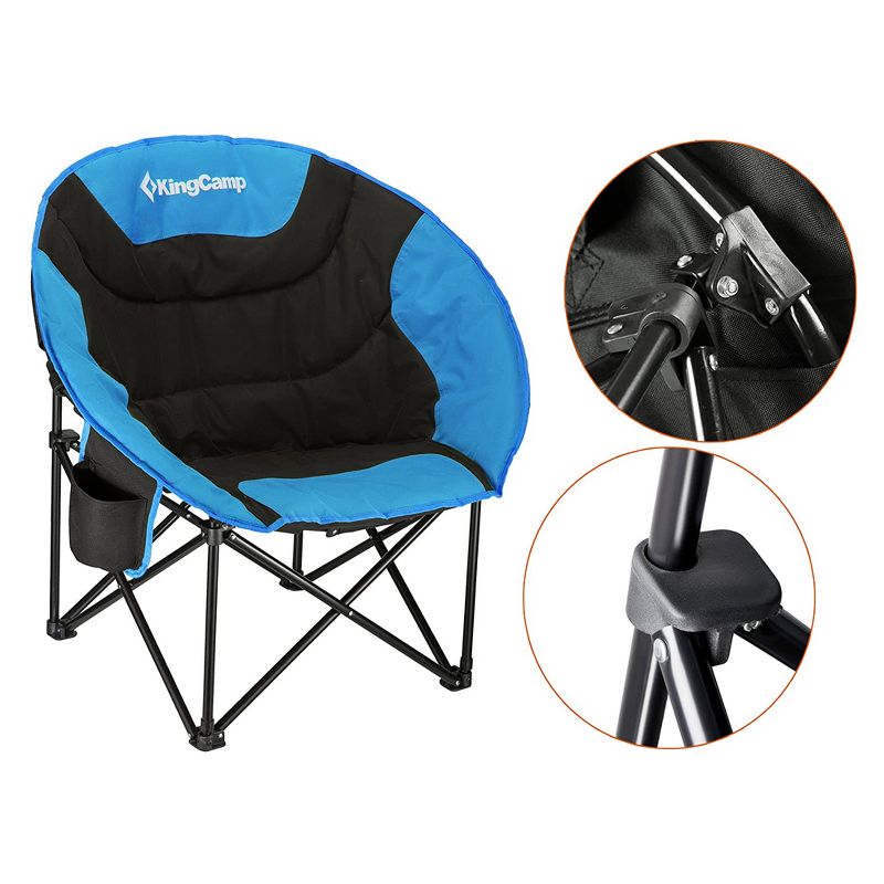 KingCamp Foldable Saucer Moon Lounge Chair with Cupholder Storage Pocket for Indoor Home or Outdoor Camping and Tailgating Use, 6 of 9