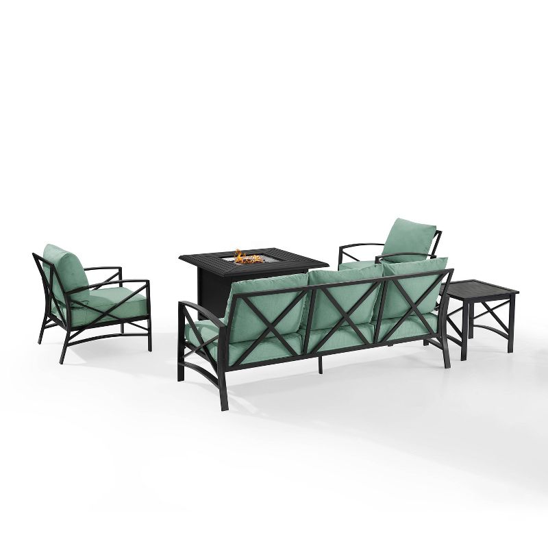 Kaplan 5pc Outdoor Sofa Set with Fire Table - Mist - Crosley, 5 of 17