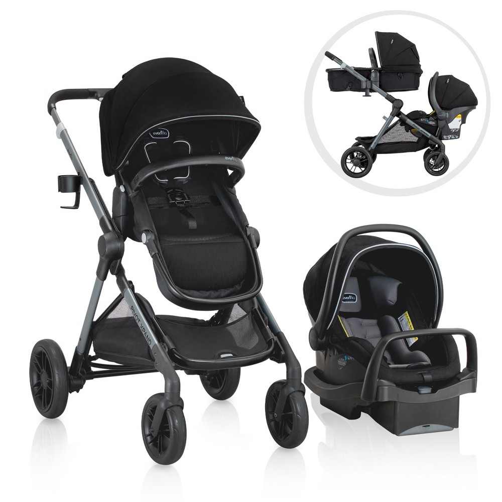 Photos - Pushchair Accessories Evenflo Pivot Xpand Travel System with LiteMax - Ayrshire Black 