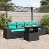 vidaXL Patio Sofa Set with Cushions Table and Couches 5 Piece Poly Rattan - Black without storage - 2 of 4