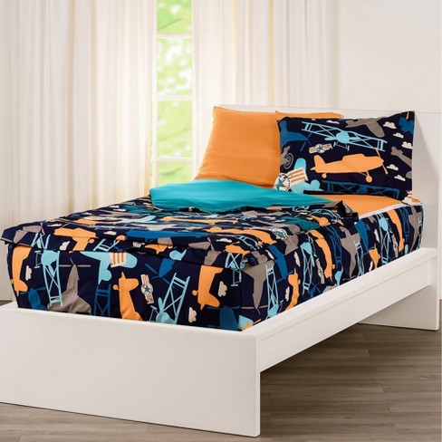 Twin Thunderbird Sky Bunkie Deluxe Zipper Kids Bedding Set Navy Blue SIScovers Zippered Boys Twin Bedding Set