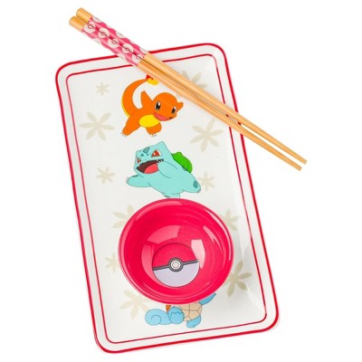Silver Buffalo Pokemon Characters 3 Piece Ceramic Sushi Set