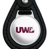 University of Wisconsin - La Crosse University Secondary Logo Black Leather Keychain - 3 of 4