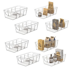 Hachikiko Fridge Organizer Bins - Clear Plastic Storage Baskets with Removable Dividers & Handles - 1 of 4