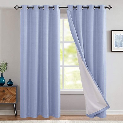 JINCHAN Moderate Polyester 52 x 95 Inch Grommet Top Lined Thermal Window Curtains for Bedroom or Living Room, Blue (2 Panels)