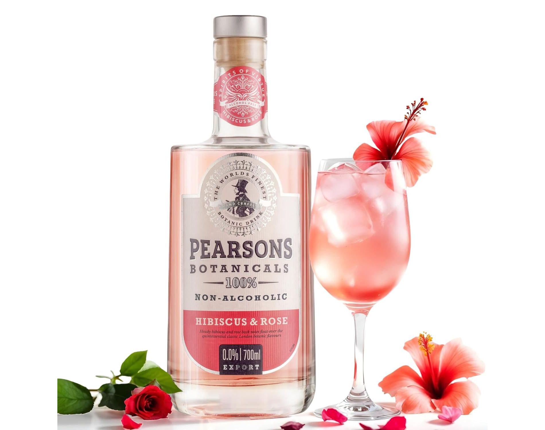 Pearsons Botanicals Award Winning Mellow and Fragrant Blend, Hibiscus & Rose Non Alcoholic Gin - 23.7fl oz