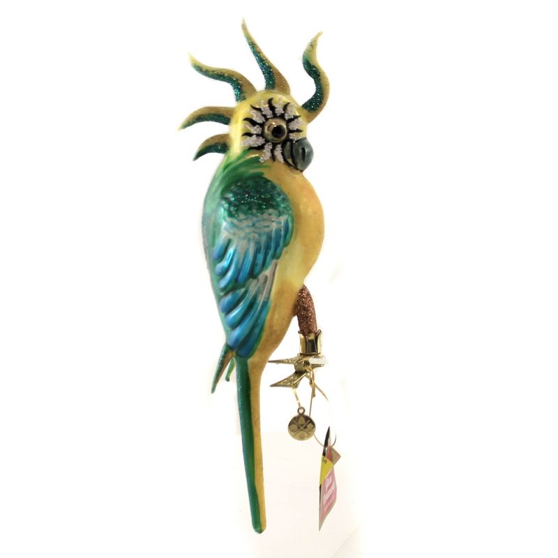 Morawski 10.75 In Turquoise Teal Feathered Parrot Ornament Tropical Bird Macaw Tree Ornaments, 3 of 4