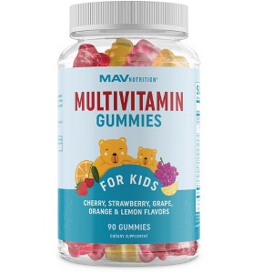Multivitamin Gummies for Kids, All Natural, Vitamins A, B, C, D & Zinc for Immunity, Growth & Development, MAV Nutrition, 90ct - 1 of 4