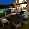 Tangkula 9 PCS Patio Furniture Set with 42" 60,000 BTU Fire Pit Outdoor Space-Saving Sectional Sofa Set with Storage Box Black/Gray/Navy/Red/Turquoise/Off White - 2 of 4