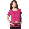 Maternity Baby Girl Peeking Pink Bow New Baby Announcement Pregnancy T shirt - Crazy Dog Maternity T Shirt - 2 of 4