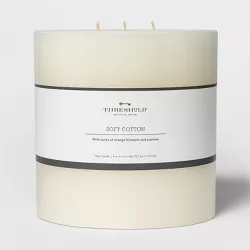 6" x 6" 3-Wick Pillar Candle Soft Cotton White - Threshold™
