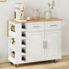 OUTSUPPLY Kitchen Island Cart, Mobile Workstation with Spice Rack, Locking Wheels & Expandable Wood Top - 4 of 4