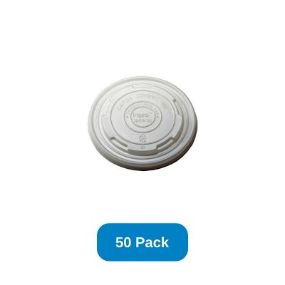 Planet+ Flat Lid for 12-32 oz Hot and Cold Food Container Compostable CPLA - Pack of 50