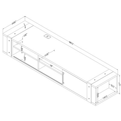 Seaside Pine Wall Mounted Media Console with Sliding Door