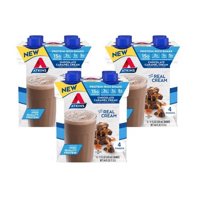 Atkins Protein Rich Shake, Chocolate Caramel Cream - 12 Count