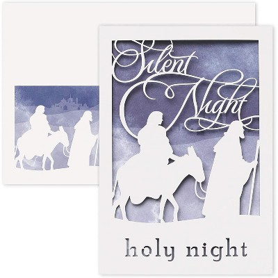 Masterpiece Studios 10-Count Boxed Laser Cut Holiday Cards With Coordinating Envelopes, 5" x 7", Silent and Holy Night (936800)
