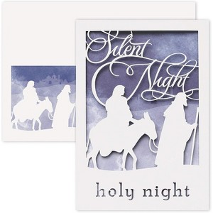 Masterpiece Studios 10-Count Boxed Laser Cut Holiday Cards With Coordinating Envelopes, 5" x 7", Silent and Holy Night (936800) - 1 of 2