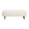 Dexmalle Rectangular Upholstered Tufted Linen Fabric Ottoman Bench, Solid Wood Legs, Beige - 2 of 4