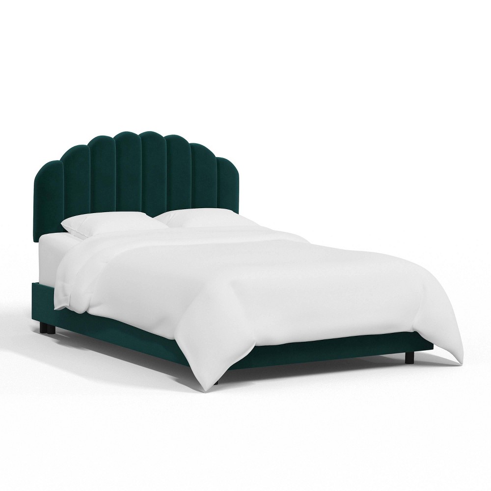 Skyline Furniture California King Emma Shell Upholstered Bed Dark Teal Green: Mid-Century Modern, Pine Frame, 650 lbs Capacity -  87534066