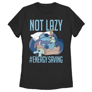 Women's Lilo & Stitch Not Lazy, Saving Energy T-Shirt - 1 of 4