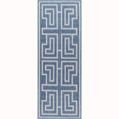 Mark & Day Sylvia 2'7"x7'3" Runner Woven Indoor and Outdoor Area Rugs Navy/Ivory