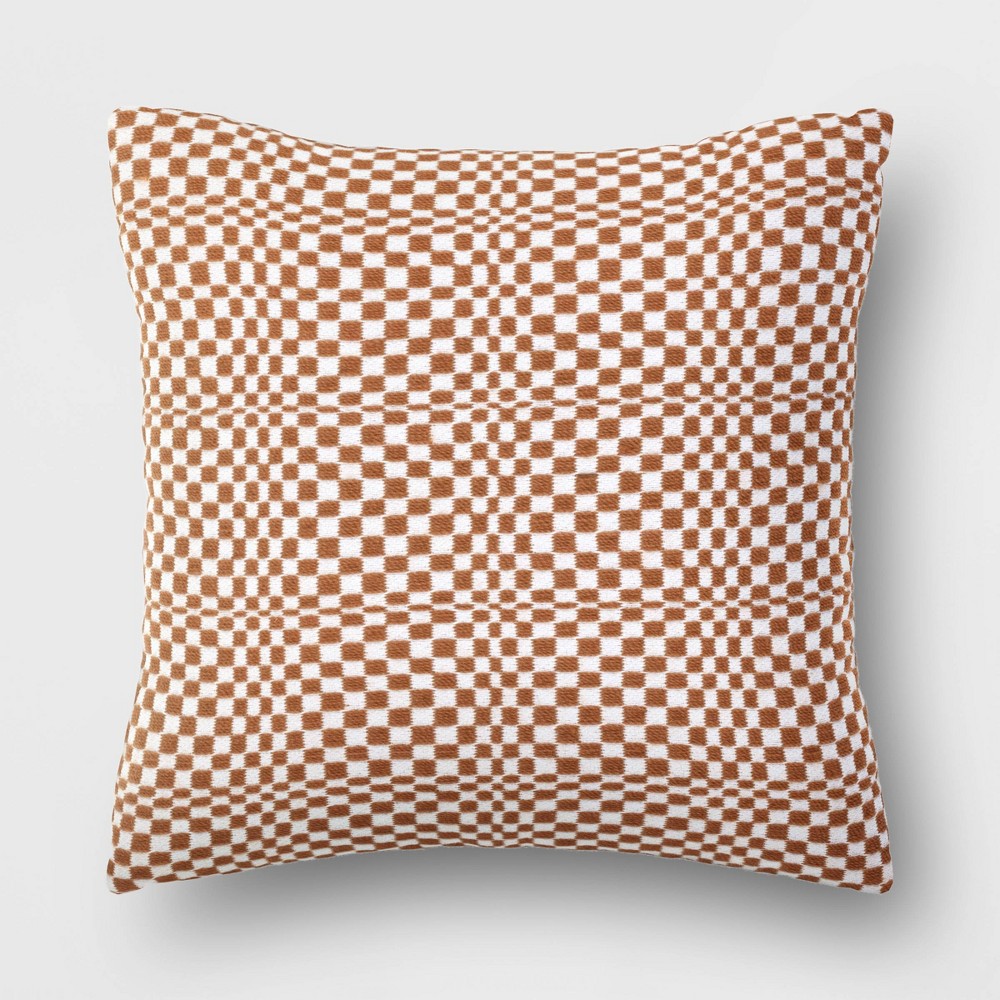 Photos - Pillow 18"x18" Retro Checker Woven Square Outdoor Throw  Brown - Threshold™