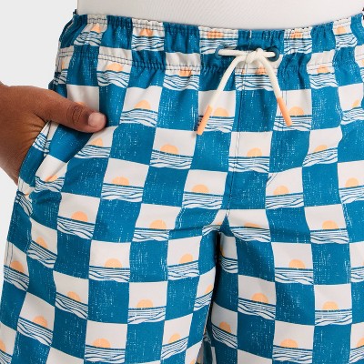 Cat & Jack Boys' Swim Trunks - Cat & Jack™ Blue/Cream M — фото 3