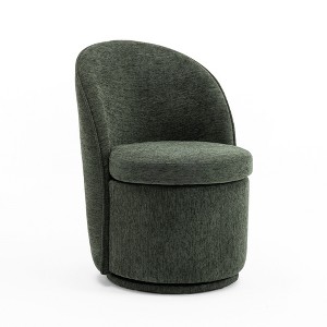YOUNIKE Swivel Accent Chair 21" Wide Round Barrel Chair Modern Upholstered Living Room Chair Makeup Chair for Bedroom, Boucle Fabric - 1 of 4