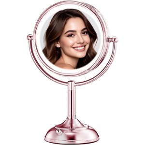 8.5" Lighted Makeup Mirror,True HD Magnifying Mirror with 3 Color Dimmable Light - 1 of 4