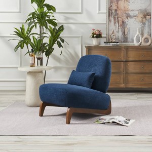 Okak Modern Upholstered Armless Reading Accent Chair with Pillow,Soft Padded Barrel Chair for Living Room,Bedroom - 1 of 4