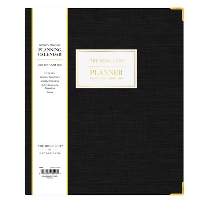 2021-22 Academic Planner 8" x 10" Hard Cover Weekly/Monthly Bookbound Black Bookcloth - The Home Edit