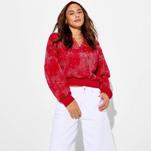 Women's Split Neck French Terry Pullover Sweatshirt - Wild Fable