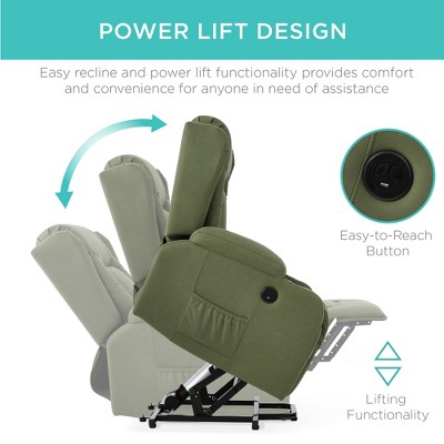 Olive Faux Leather Swivel Recliner with Massage and Cup Holders
