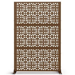 Dovelina Metal Outdoor Privacy Screen Freestanding Patio Decorative Screens - 72"x35", Brown, Perilla - 1 of 4