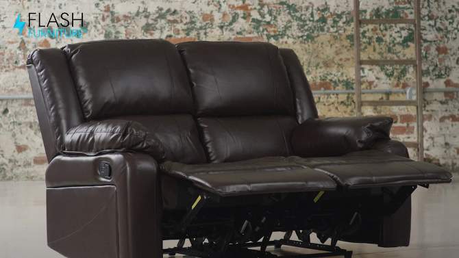 Flash Furniture Harmony Series Loveseat with Two Built-In Recliners, 2 of 12, play video