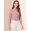 INSPIRE CHIC Women's Mandarin Collar Office Long Sleeve Button Down Shirt - 3 of 4