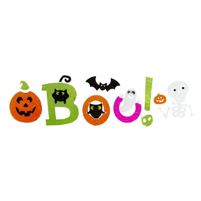 Northlight Orange and Green "Boo!" Halloween Gel Window Clings