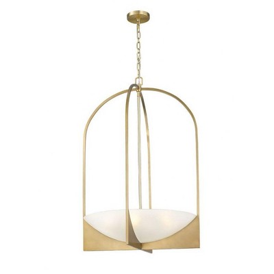 Devon Gold Cage 6-Light Chandelier with Glass Bowl