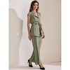INSPIRE CHIC Women's Summer 2 Piece Outfits Cap Sleeve Tie Waist with Pockets Casual Wide Leg Pant Sets - 3 of 4