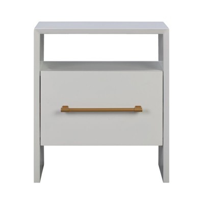 Libre 23'' Sleek White and Gold Modern Nightstand with 1 Drawer