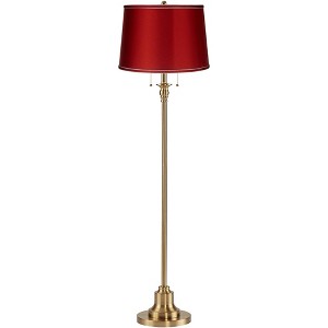 360 Lighting Dyna 58" High Antique Brass and Satin Red Shade 2-Light Floor Lamp - 1 of 4