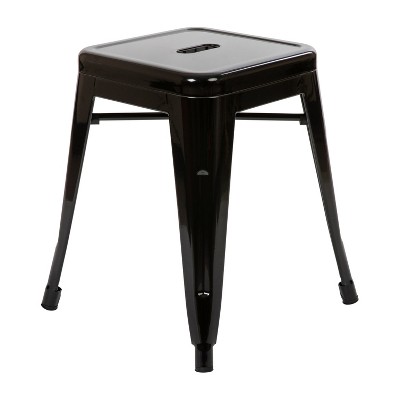 Sloane 18" High Backless Black Metal Stacking Dining Stools - Set of 4