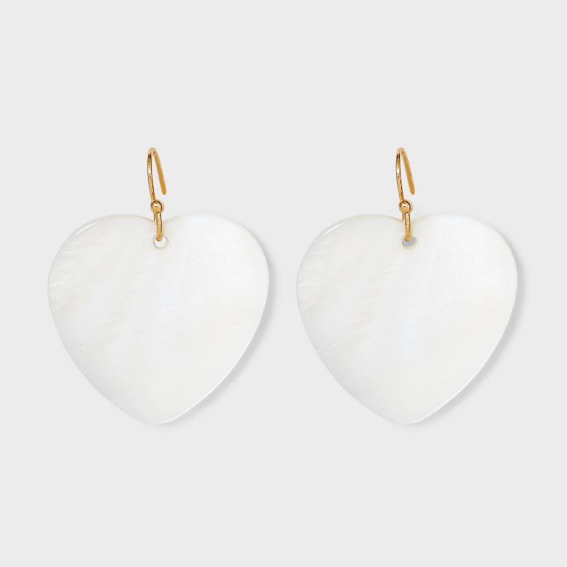 Heart Shape Shell and Simulated Pearl Drop Earrings - Universal Thread&#8482; Ivory, 1 of 5