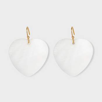 Heart Shape Shell and Simulated Pearl Drop Earrings - Universal Thread™ Ivory
