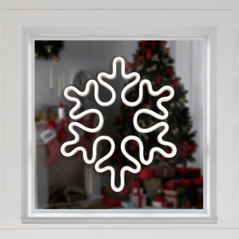 Northlight 15" White LED Lighted Neon Style Snowflake Christmas Window Silhouette, 2 of 5