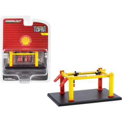 Adjustable Four-Post Lift "Shell Oil" Yellow "Four-Post Lifts" Series 1 1/64 Diecast Model by Greenlight